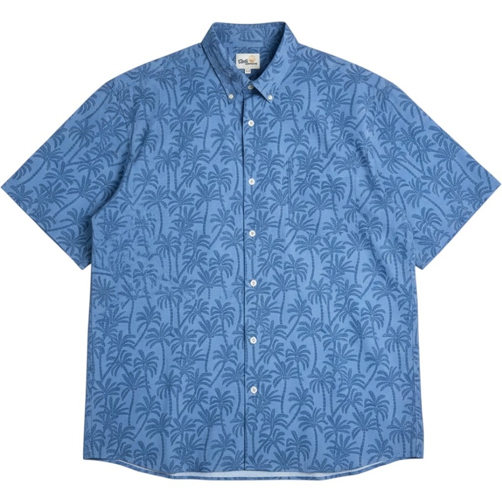 Reyn Spooner Limited Issue Performance Aloha Shirt Blue Palm Tree 3XL $128‎